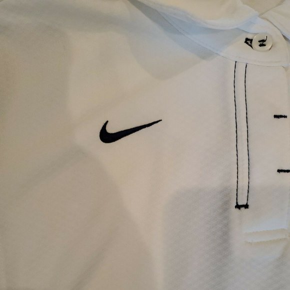 Nike Dri Fit Womans Collared Polo Shirt White/Blue Size Small NWT Bear Logo - Picture 4 of 7